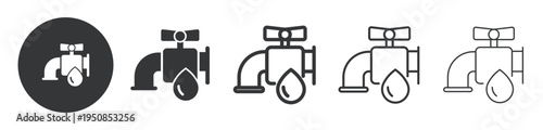 Water Tap Conservation thin line and solid icon. Multi series icon. Web minimal icon