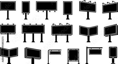 set of billboard for outdoor advertising line art, black outline, vector and illustration, coloring book page line art drawing
