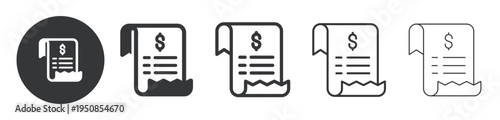 Invoice or Payment Receipt thin line and solid icon. Multi series icon. Web minimal icon