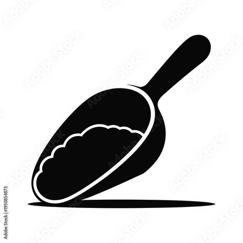 Simple black scoop icon with shadow on white background