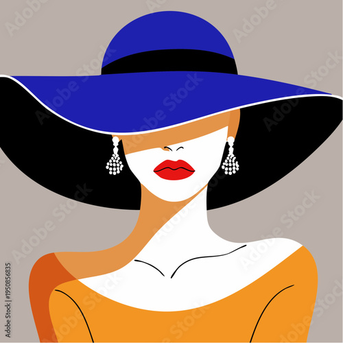 a chic wide‑brimmed silhouette in bold modern hues, capturing refined fashion minimalism and the quiet luxury of contemporary style