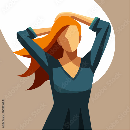 a sculptural faceless silhouette framed in bold teal, capturing minimalist couture elegance and the refined poise of modern editorial art