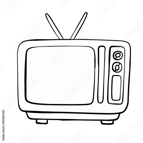 Line art retro tv set