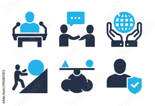Leadership and Ethical Values icon set. Solid glyph series icons