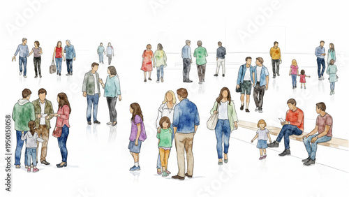 Artistic Watercolor People Set for Architectural Visualization Human Scale Figures PNG Isolated on White Background