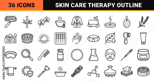 Wellness Spa and Skincare Therapy Minimalist Line Art Symbols for Holistic Health App Interface and Brand Identity