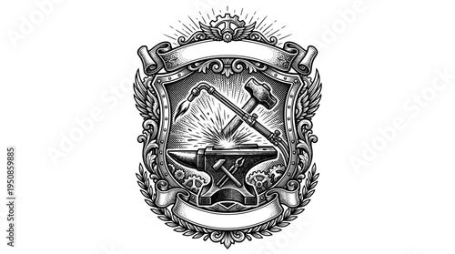 Vintage Metal Fabrication Badge Vector