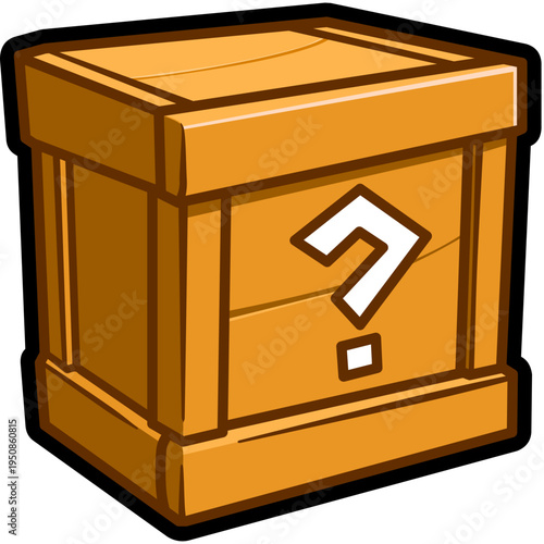 wood box cartoon sticker illustration