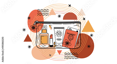 Set of 1 colorful makeup bag vector illustration