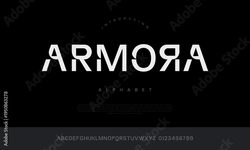 Modern futuristic geometric sans serif font for technology identity branding science fiction movie poster and digital logo design