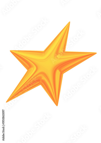 Glossy golden five-point star with smooth liquid-like 3D texture. Bright yellow and orange gradient star isolated on dark or transparent background. Perfect for awards, rating symbols, festive decorat