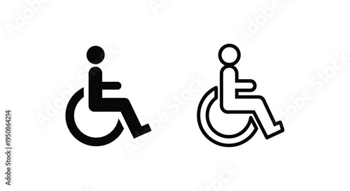 Two accessibility symbols depicting people in wheelchairs a black silhouette