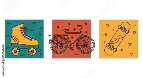 Set of 3 colorful transportation icons vector