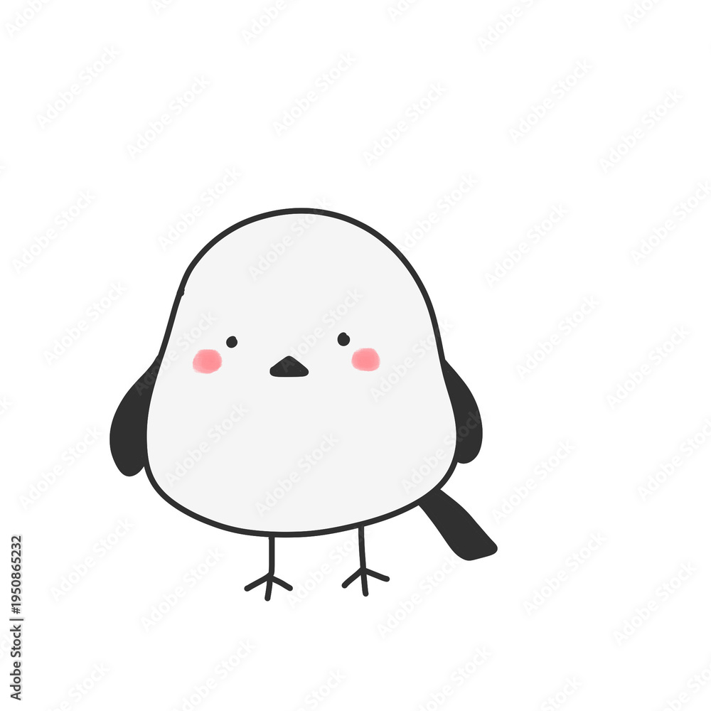 Obraz premium Cute Kawaii Cartoon Bird on Black Background
