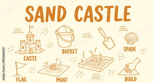 Set of 9 sand castle icons vector