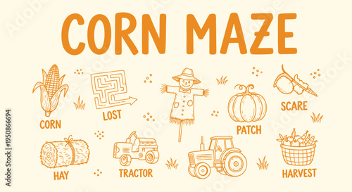 Set of 9 corn maze icons vector