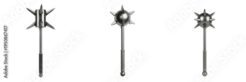 Принти на полотні Medieval Morning Star and Mace Weapons Set, Spiked Steel Bludgeoning Tools, Real