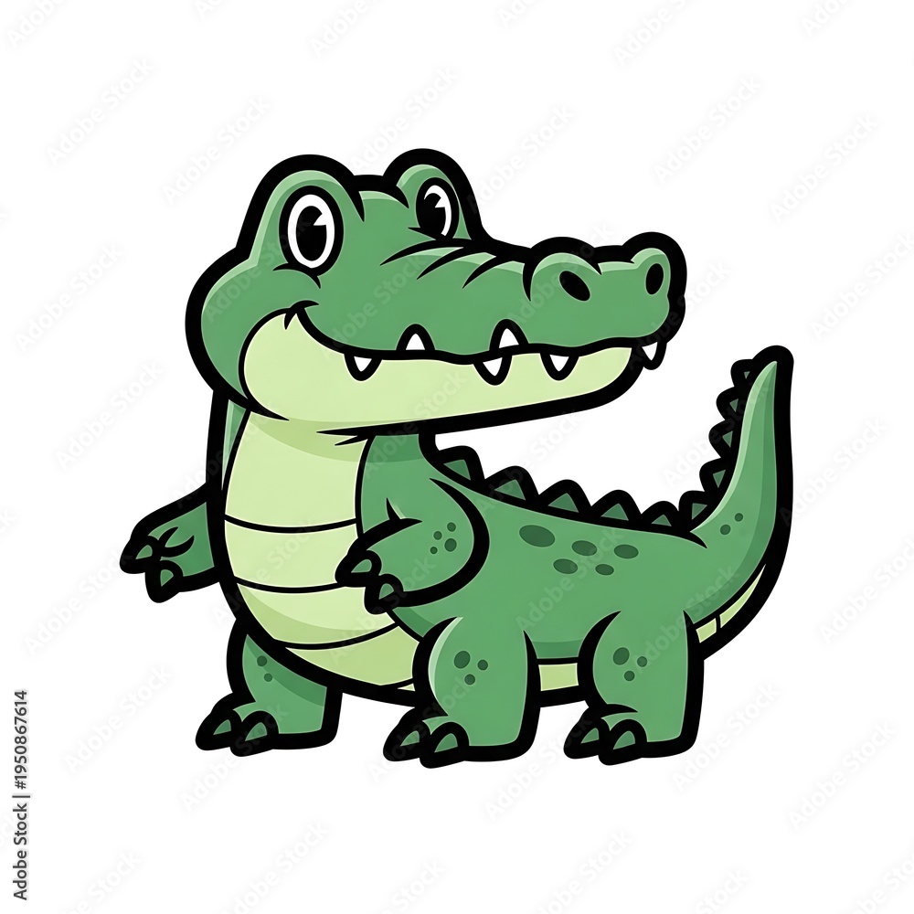 Fototapeta premium Smiling Cartoon Crocodile Character.