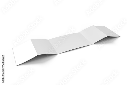 Obraz na plátně Blank five-fold brochure mockup with folded paper panels isolated on background
