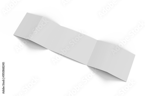 Schilderij op canvas Blank five-fold brochure mockup with folded paper panels isolated on background
