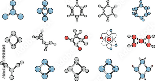 Molecular Geometry Elements and Chemistry Education Vector Collection