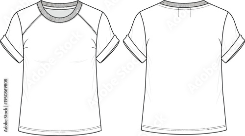 Blank t shirt template front and back view clothing mockup vector illustration apparel design isolated casual tshirt