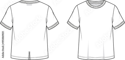 Blank t-shirt mockup front and back view template, casual clothing apparel design vector illustration isolated