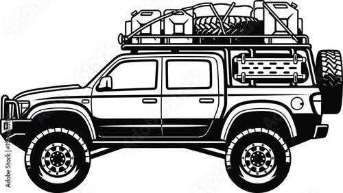 Off Road Adventure Vehicle Fully Equipped for Expedition.