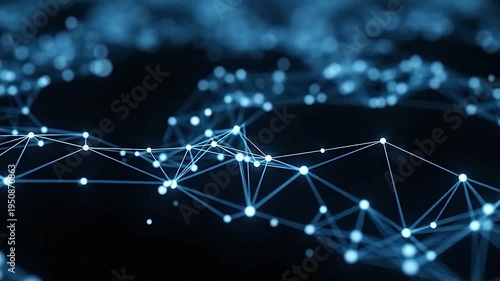 Abstract glowing network of connected points and lines in digital space