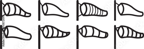 Ancient egyptian hieroglyphics depicting various stages of a flag waving in the wind Vector