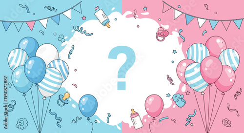 Baby Gender Reveal Party Balloons Decorations.