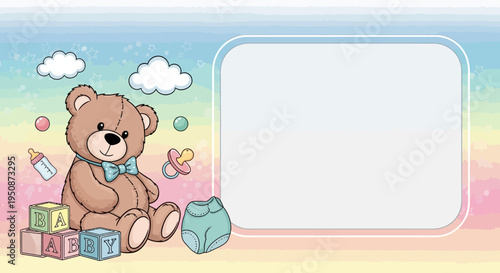 Cute Cartoon Teddy Bear with Gifts.