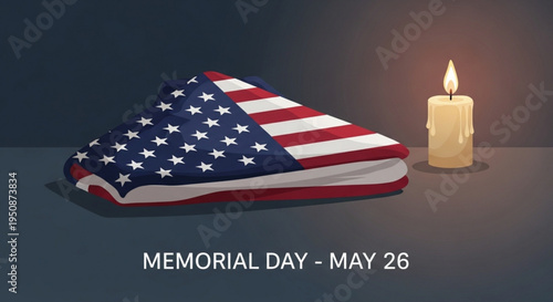 American flag draped in mourning with lit candle on memorial day may 26 symbolizing honor and remembrance