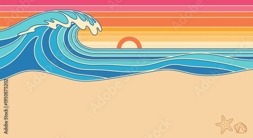 Ocean Wave Crashing on Sandy Beach.