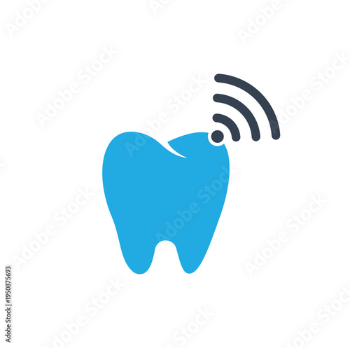 Tooth and wifi logo combination. Dental and signal symbol or icon