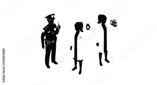 Set of 3 crime scene silhouettes vector