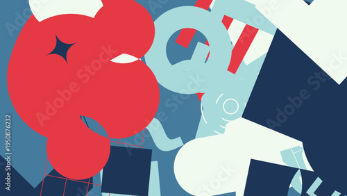 Abstract Geometric Composition with Colors of American Politics vector background