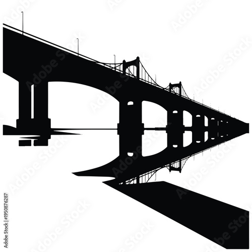 Black Silhouette of a Bridge Structure.