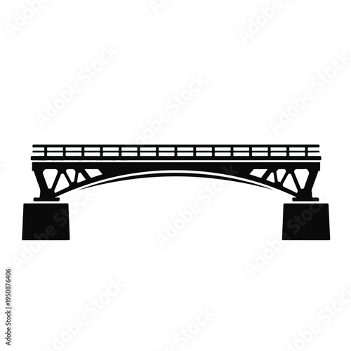 Simple Black Metal Railway Bridge Silhouette.