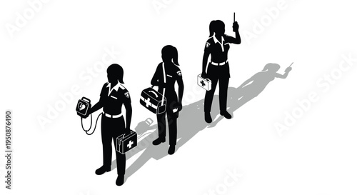 Set of 3 black silhouette musicians vector