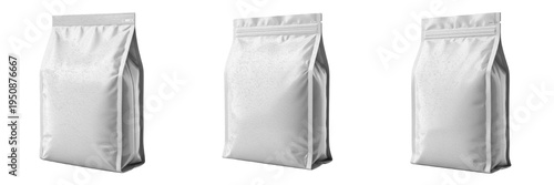 Obraz na plátně White Side Gusset Pouch Mockup Set, Realistic Matte Coffee Bag with Tin Tie, Bla