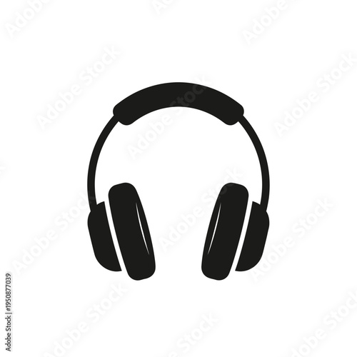 Black headphones on a white background, minimalistic design