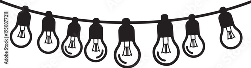 A string of lightbulbs with various expressions hanging from a wire Vector