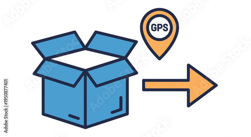 Package delivery with location tracking illustration showing a box and gps pin