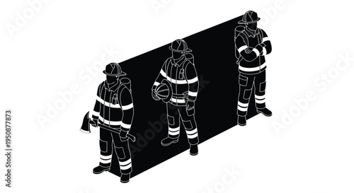 Set of 3 firefighter icons vector