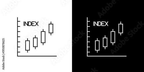 Modern outline icon of a financial index chart with candlestick bars, illustrating stock market performance and economic data analysis vector