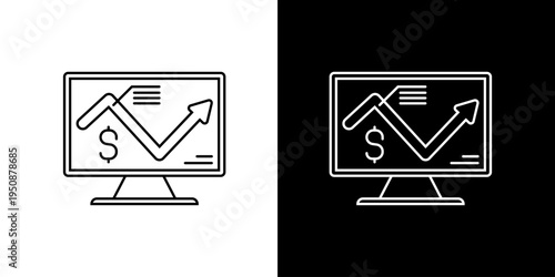 Monitor screen displaying financial growth chart with an upward trend, symbolizing business success, investment returns, and economic progress data analysis