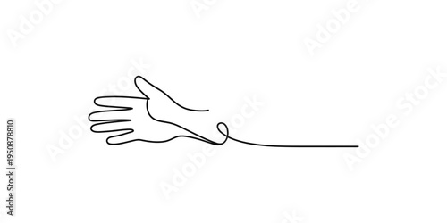 Minimalist single line art illustration of a hand gesture on a plain white background