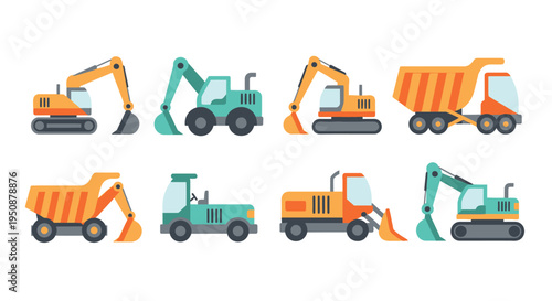 Heavy machinery vehicles are parked in a industrial area outdoors today