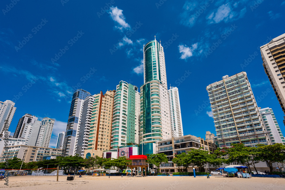 Obraz premium Tallest Skyscrapers in Brazil Located in Front of the Beach of Balneario Camboriu City